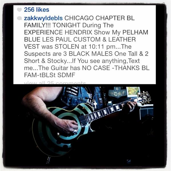 Zakk Wylde’s Guitar And Vest Stolen While On Tour In Chicago, IL